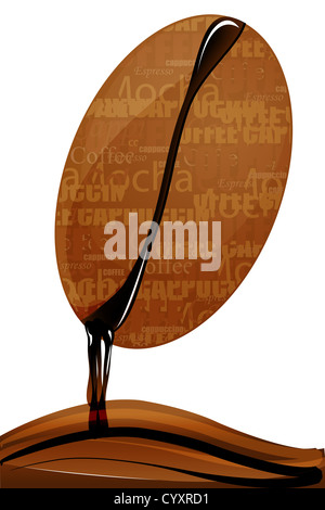 tropfende Kaffeebohne Stockfoto