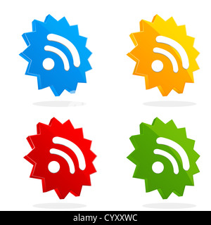 Illustration der Reihe von RSS-Icons auf weißen Hintergrund isoliert Stockfoto