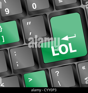 Schlüssel zu sagen Lol auf schwarze Tastatur Stockfoto