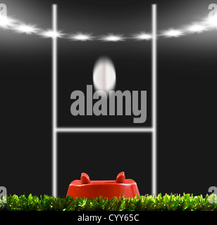 Rugby-Ball gekickt, die Beiträge auf ein Rugby-Feld Stockfoto