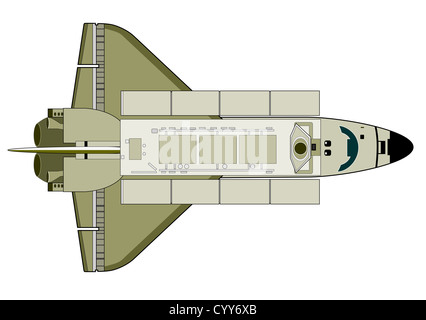 Abbildung der Raumfähre Flugzeuge auf isolierten weißen Hintergrund. Stockfoto