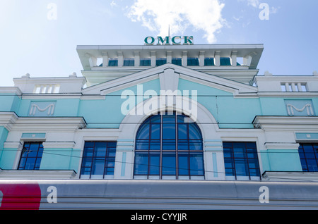 Omsk Railway Station, Transsibirische Eisenbahn, Sibirien, Russland Stockfoto