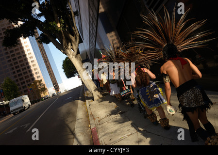 amerikanischer Ureinwohner protestieren Bunker Hill Los angeles Stockfoto