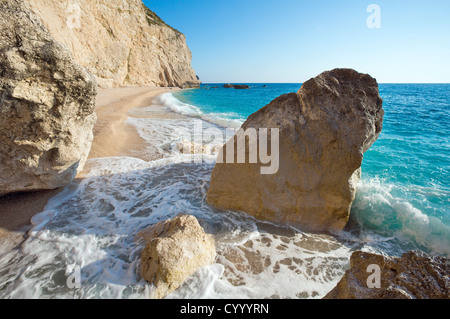 Schönen Sommer weiße Porto Katsiki Strand am Ionischen Meer (Lefkada, Griechenland) Stockfoto