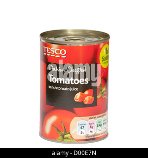 Tesco Italienisch Dose gehackte Tomaten Stockfoto