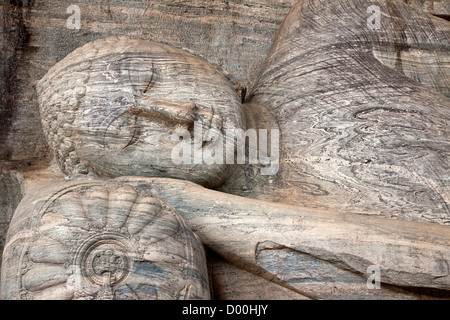 Liegender Buddha. Gal Vihara. Polonnaruwa. Sri Lanka Stockfoto