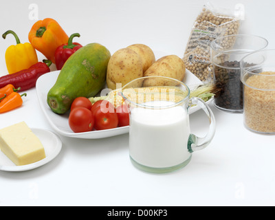 Gruppe von Gemüse, die gentechnisch verändert werden Stockfoto