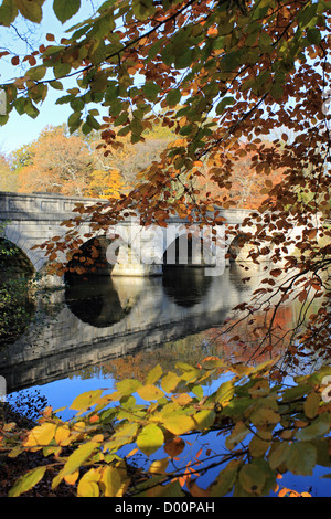 Fünf-Bogen-Brücke bei Virginia Water, Surrey, England, UK Stockfoto