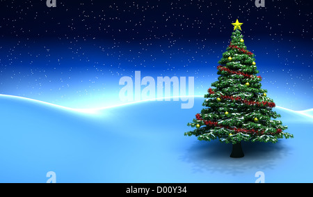 Winter-Szene mit Weihnachtsbaum - 3D render Stockfoto