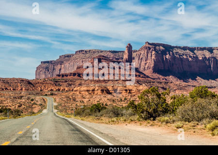 Blick von Monument Valley scenic Highway US 163 in Utah. Stockfoto