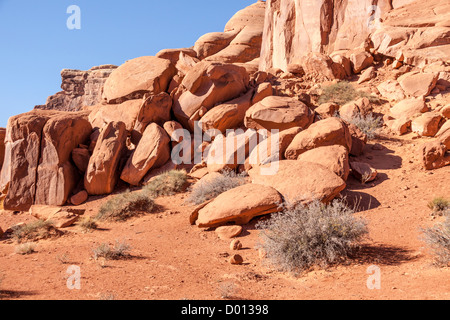 Park Avenue Felsformationen im frühen Morgenlicht im Arches National Park in Utah. Stockfoto