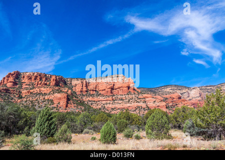 Roter Sandstein Hügel rund um Sedona, Arizona, sind eine einzigartige geologische Formation als die Schnebly Hill Formation bekannt. Stockfoto