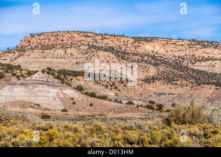 Sandstein Hügel und malerische Landschaften auf US-550 in New Mexico. Stockfoto