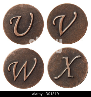 Alter Metall Vintage Alphabet Buchstaben. Stockfoto