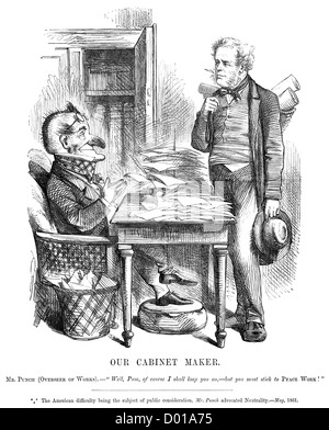 Unsere Tischler. Politische Karikatur über britische Reaktion des amerikanischen Bürgerkrieges, Mai 1861 Stockfoto