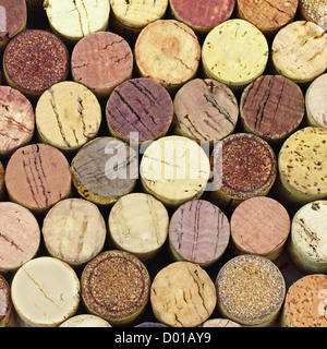 Korken von Weinflaschen Hintergrund Stockfoto