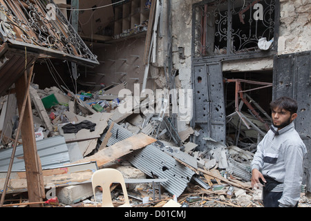 22. Oktober 2012 - Aleppo, Syrien: Kriegsschäden in der Altstadt. Stockfoto