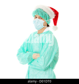Hübscher junger Arzt (Chirurg) in Santa Hut Stockfoto
