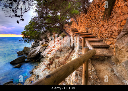 Platja d ' Aro, Costa Brava, Spain.Early Morgen Ansicht von The Coastal Path. Stockfoto