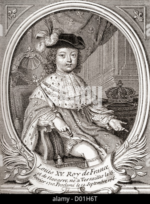 Ludwig XV., 1710 –1774. Bourbon Monarch regierte als König von Frankreich und Navarra.  Portrait als ein Kind. Stockfoto