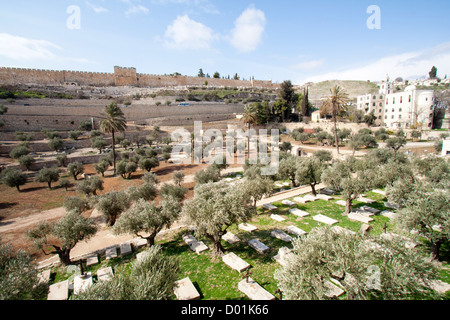 Blick von den Gräbern der Ölberg auf alte Jerusalem, Israel Stockfoto