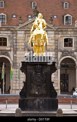 Statue von August dem starken, Goldener Reiter, Goldener Reiter, Dresden Neustadt, Sachsen, Sachsen, Deutschland Stockfoto