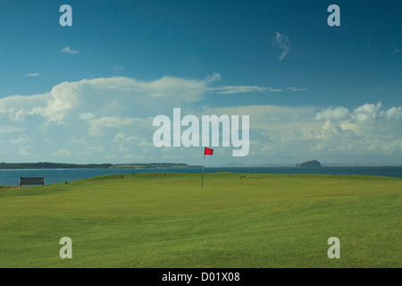 Winterfield Golfplatz, Bass Rock und John Muir übrigens Dunbar, East Lothian Stockfoto