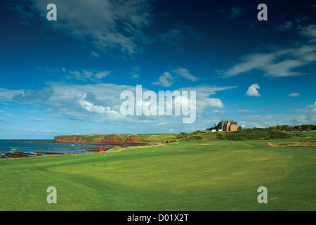 Winterfield Golfplatz, Bass Rock und John Muir übrigens Dunbar, East Lothian Stockfoto