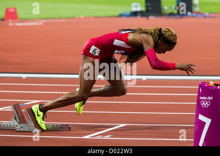 Sanya Richards-Ross (USA)-Goldmedaillen-Gewinner bei der Frauen 400m bei den Olympischen Sommerspielen 2012 in London Stockfoto