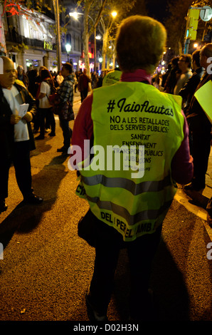 Demonstrationen & Generalstreik in Barcelona. Iaioflautas, Veteranen Demonstranten Stockfoto