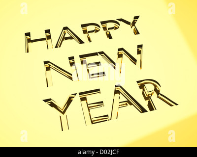 glückliche neue Nachricht in Gravur, für Feierlichkeiten Konzepte oder Karten Grüße. Stockfoto