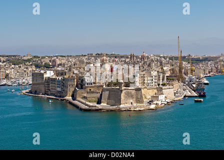 Blick von Valletta Fort Manoel Marsamxett Harbour, Malta Stockfoto