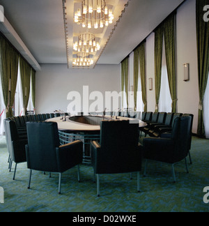 Konferenz Krieg Zimmer im Palast der Wiedervereinigung oder Unabhängigkeit Palace in Saigon Ho Chi Minh Stadt in Vietnam in Fernost Südostasien. Geschichte Krieg Reisen Stockfoto