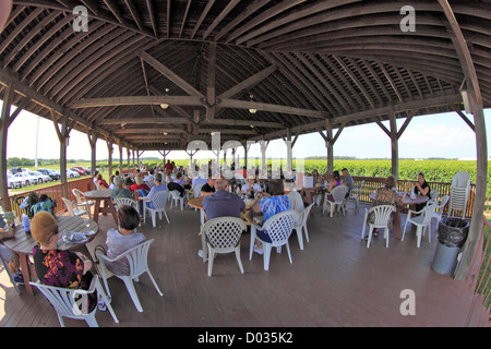 Outdoor-Entertainment-Bereich Pindar Weinberge Nordgabel des Long Island New York Stockfoto