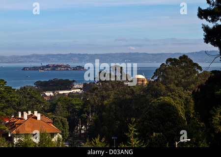 Ein Blick auf Alcatraz von ft. Mason in San Francisco, Kalifornien Stockfoto