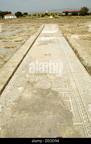 Alten Nea Paphos, römische Ruinen, Villa Thesus, Mosaik-Gehweg entlang der östlichen Vorhalle, Paphos Stockfoto