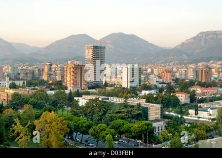 Blick über die Stadt Tirana, der Hauptstadt von Albanien. Stockfoto