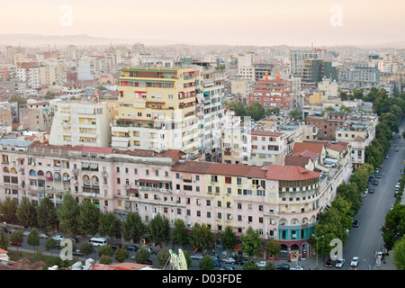 Blick über die Stadt Tirana, der Hauptstadt von Albanien. Stockfoto