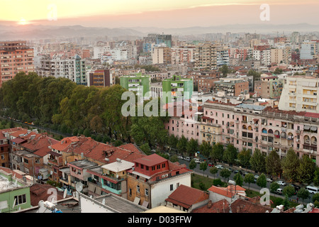 Blick über die Stadt Tirana, der Hauptstadt von Albanien. Stockfoto