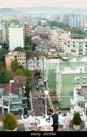 Blick über die Stadt Tirana, der Hauptstadt von Albanien. Stockfoto