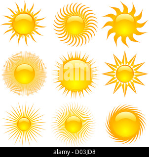 Verschiedene Symbole der Sonne Stockfoto