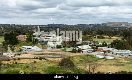 Salesian College Rupertswood, Sunbury, nördlich von Melbourne (Rückansicht von erhöhten Position). Stockfoto