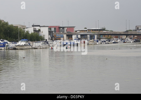 Kahn und Kanuten auf Brayford Pool Lincoln, Lincolnshire, England, UK Stockfoto