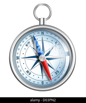 Kompass isoliert auf weißem realistische Darstellung Stockfoto