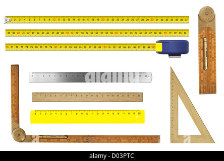Lineale eingestellt isoliert auf weiss Stockfoto