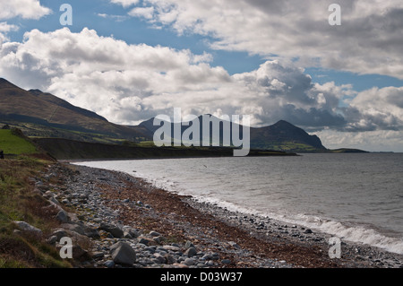 Aberdesach Lleyn Halbinsel North Wales Bwlch Mawr, Gyrn Goch, Gyrn Ddu und Yr eIFL.net in die Ferne blickt. Stockfoto