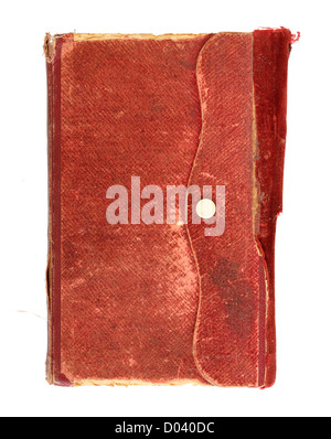 Leder gebunden sehr alten Notizbuch auf weiß Stockfoto