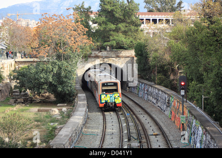 Athener Zug u-Bahn metro Stockfoto