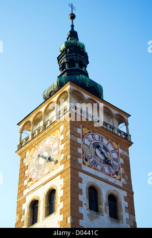 Kirchturm, Mikulov, Süd-Mähren, Tschechische Republik Stockfoto