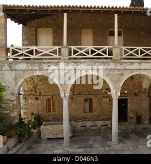 Griechenland. Mystras. Die Kathedrale oder Metropolitan Kirche des Agios Dhimitrios. Hof. Stockfoto